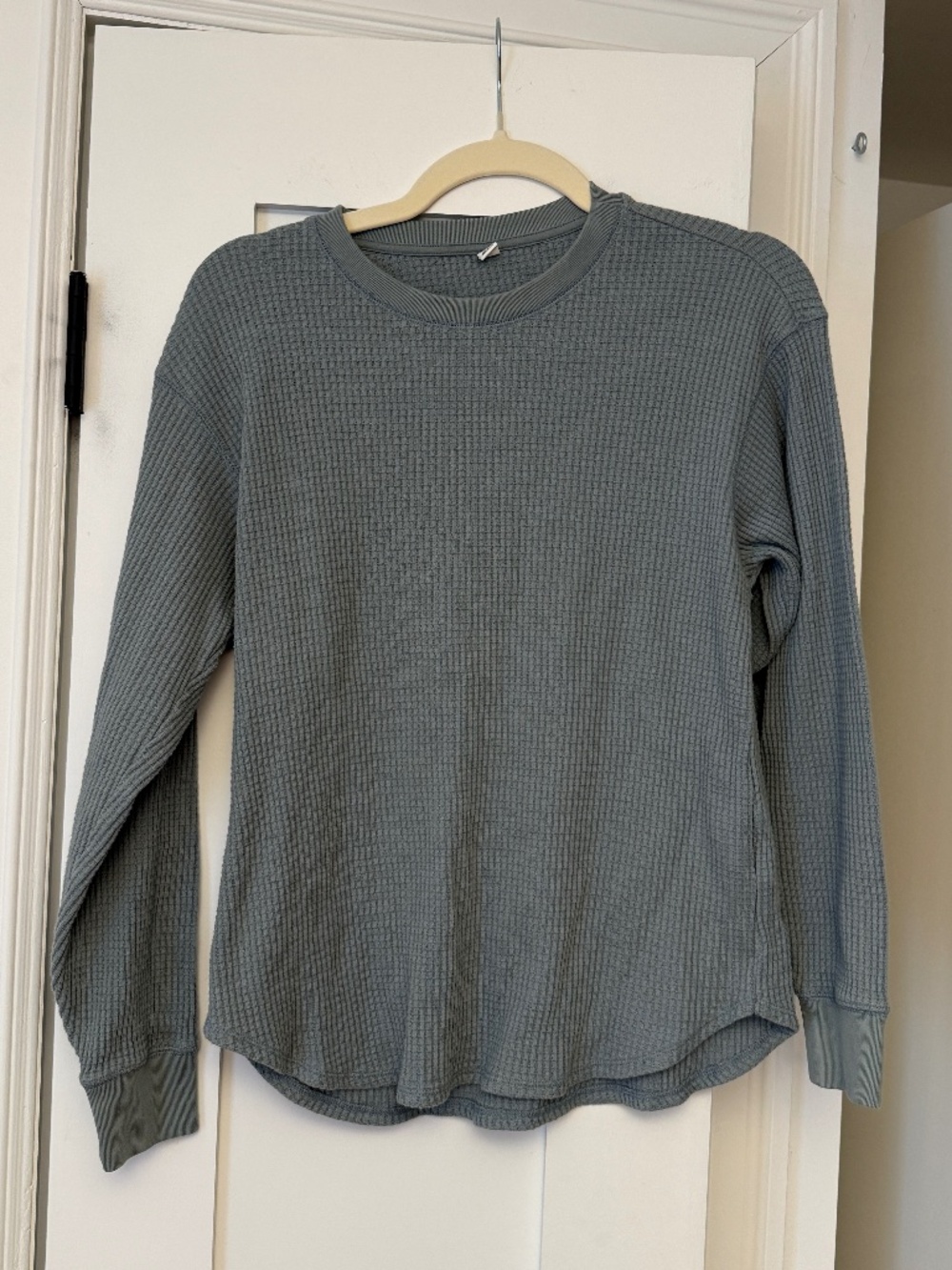 Uniqlo Waffle Knit Dusty Blue Long Sleeve in S